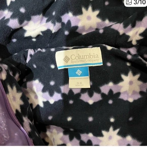 NWT Columbia Black and Purple Baby Snowsuit with Star Pattern , Sz 3-6m - Picture 3 of 7